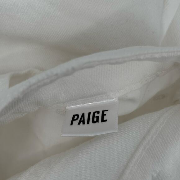 Paige Denim Aideen Skirt SZ 30 White Jean Cotton Lyocell Distress Raw Hem Button - Picture 13 of 16